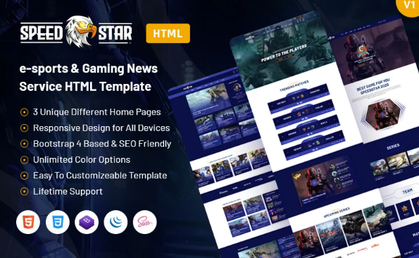Speedstar – Online Gaming eSports Clan News Portal HTML Template — Template by Templatemonster