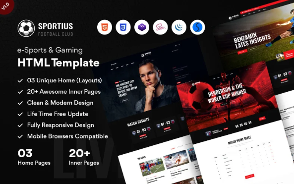 Sportius – Football Club & Sports News HTML Template