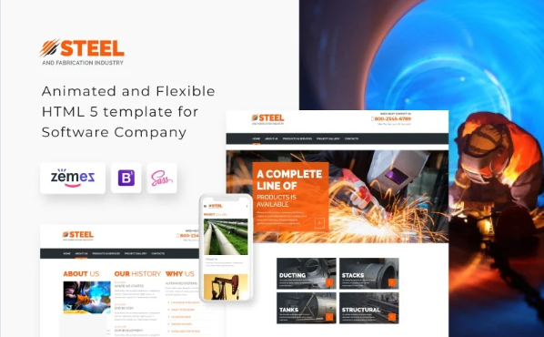 Steel – Metal Fabrication Industry Bootstrap 5 Website Template — Template by Templatemonster