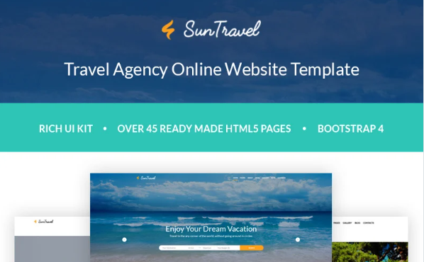 Sun Travel – Travel Agency Online Website Template — Template by Templatemonster