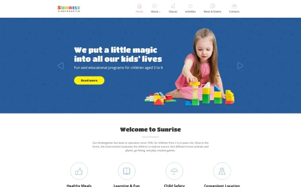Sunrise – Kids Center & Kindergarten Responsive Website Template