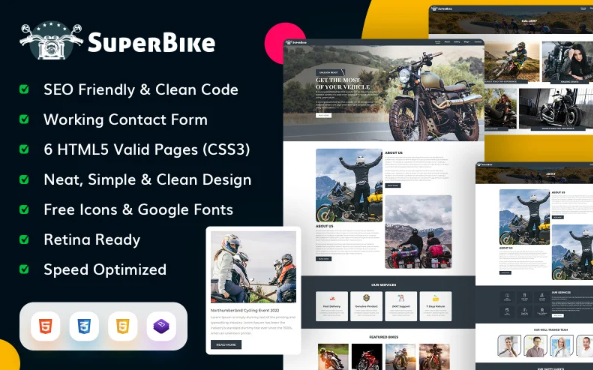 SuperBike and Throttle Motorcycle Html5 Website Template — Template by Templatemonster