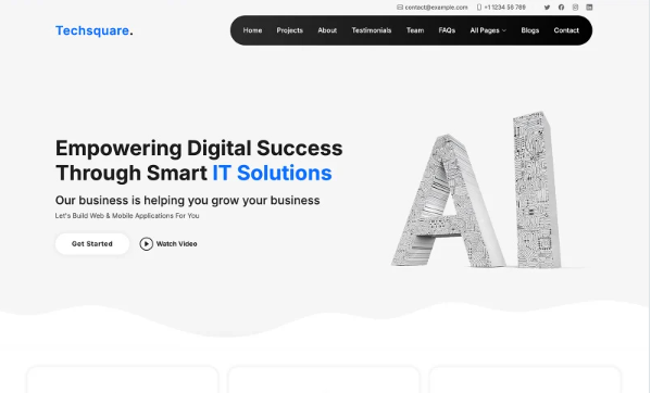 Techsquare – AI Solutions & Business Services Multipurpose Website — Template by Templatemonster