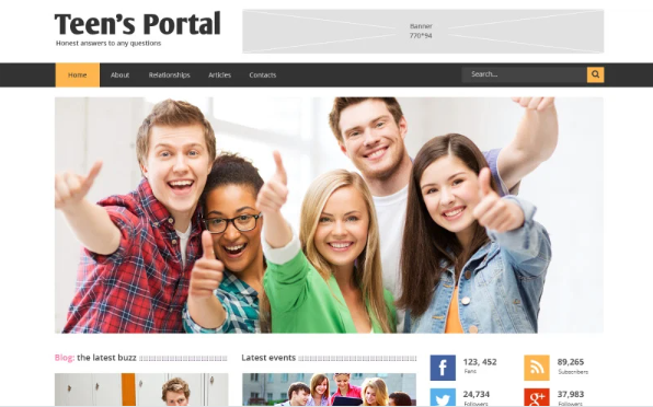 Teen Club Responsive Website Template — Template by Templatemonster