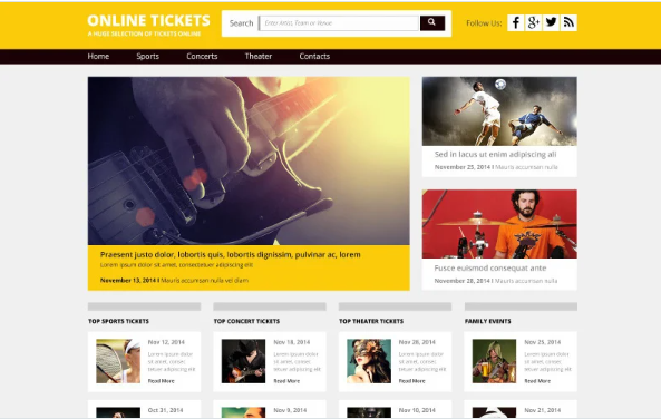 Tickets Online Website Template