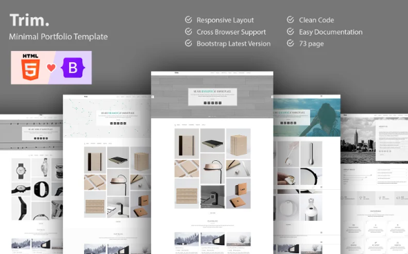 Trim Minimal Portfolio Bootstrap 5 Template — Template by Templatemonster