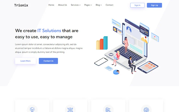 Trionix – IT Solutions and Corporate Website Template — Template by Templatemonster