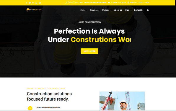 Washington Construction Building Html Template