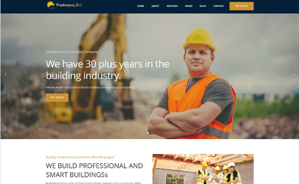 Washington – Construction Company, Building Company Template — Template by Templatemonster