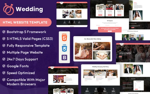 Wedding Invitation HTML Website Template