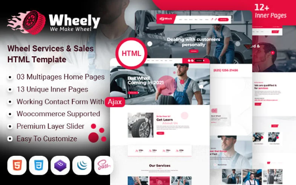 Wheely – Car Wheel Automobile Tire Repair Services HTML Template — Template by Templatemonster