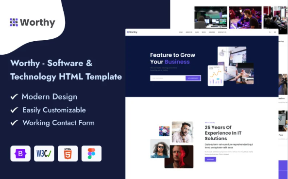 Worthy – Software & Technology HTML Template — Template by Templatemonster
