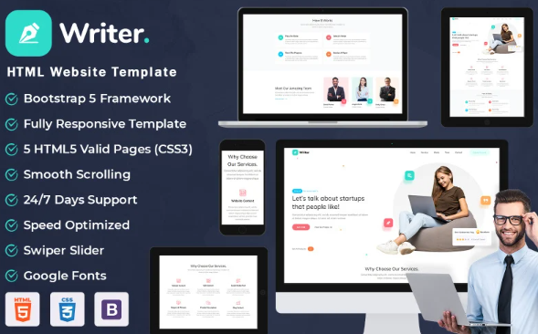 Writer – Content Writing HTML Website Template — Template by Templatemonster