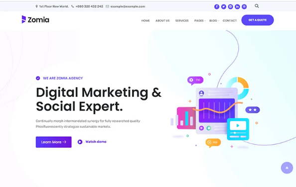 Zomia Digital Marketing Bootstrap HTML5 Website Template — Template by Templatemonster