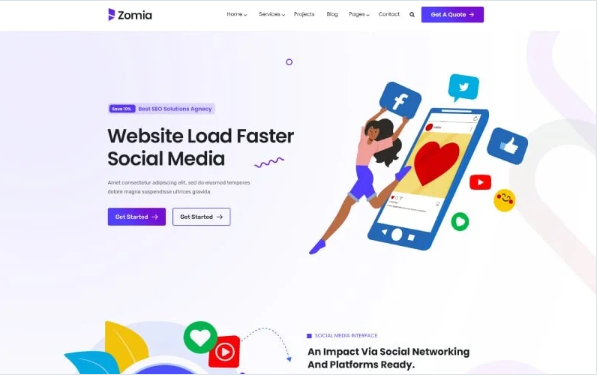 Zomia Social Marketing Bootstrap HTML5 Website Template — Template by Templatemonster