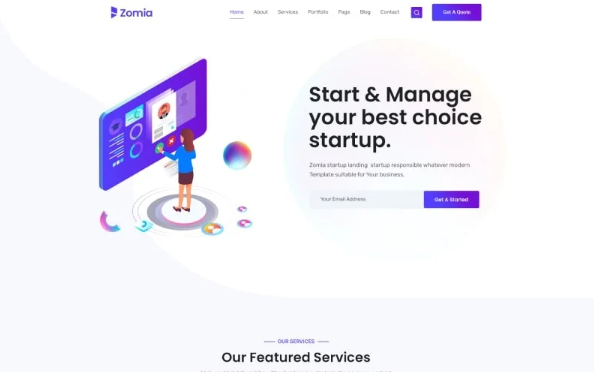 Zomia Startup Agency Bootstrap HTML5 Website Template — Template by Templatemonster
