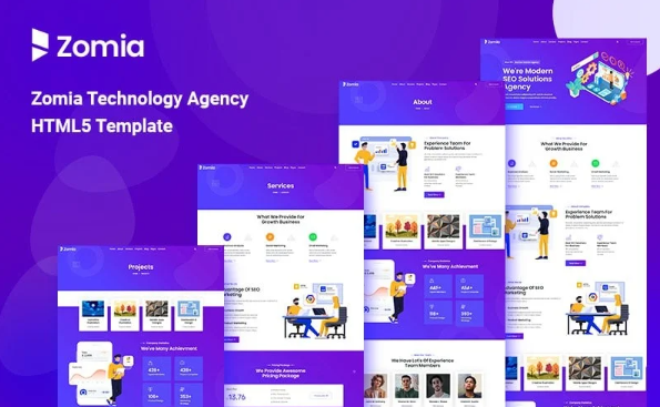 Zomia Technology and Agency Bootstrap HTML5 Website Template — Template by Templatemonster
