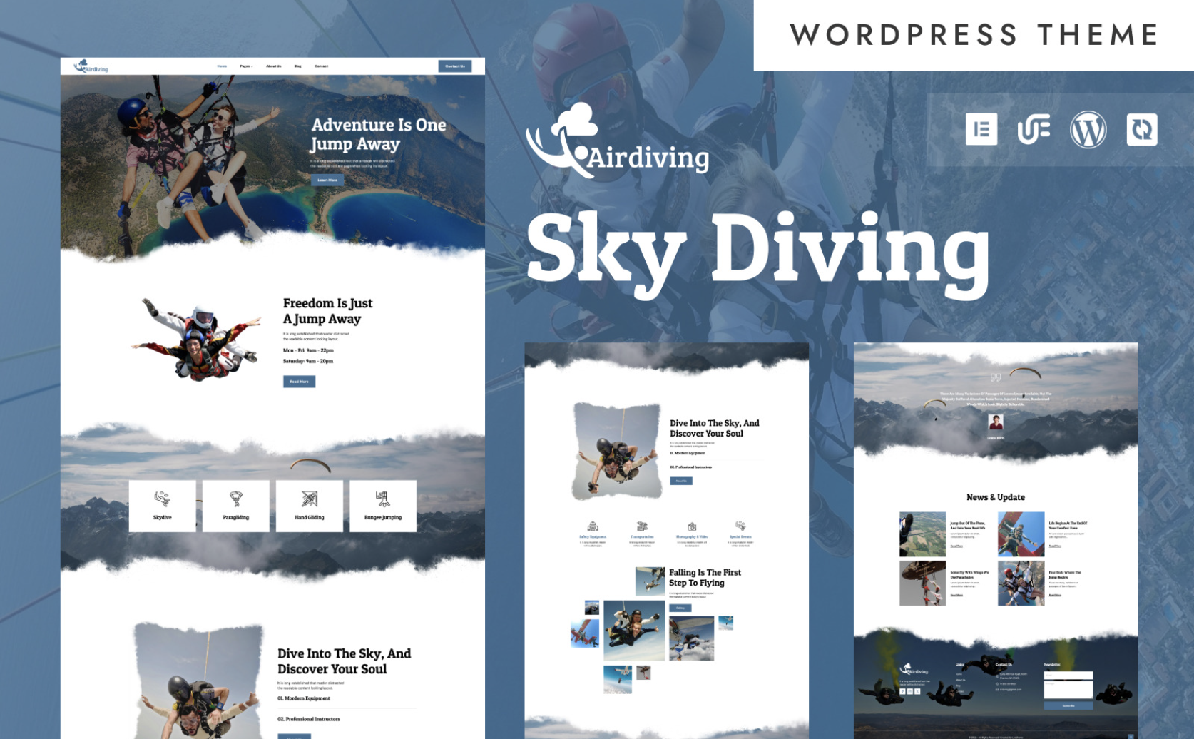 Airdiving - Paragliding, Skydiving & Adventure WordPress Elementor Theme