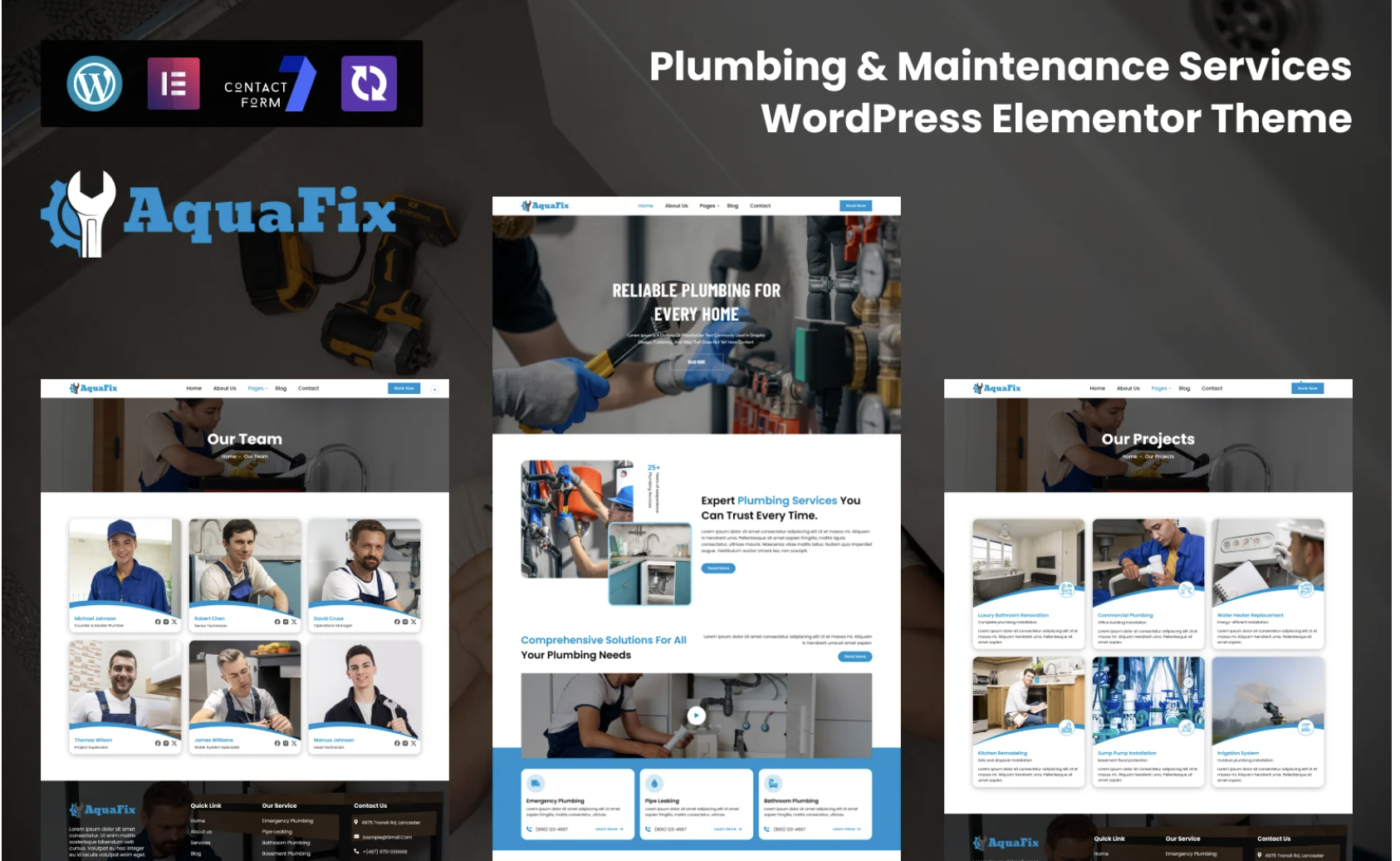 AquaFix – Plumbing & Maintenance Services Multipurpose WordPress Elementor Theme