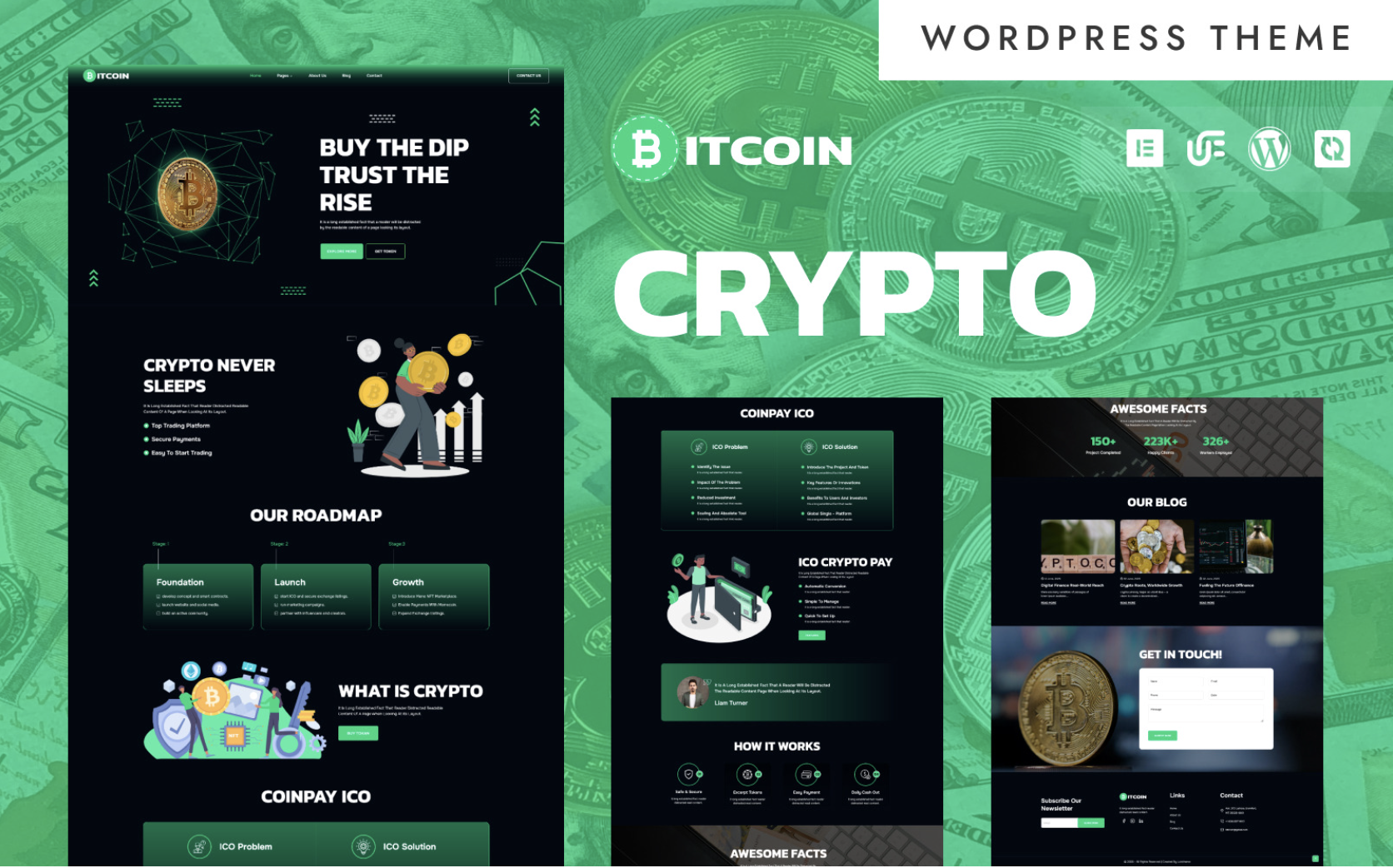 Bitcoin - Cryptocurrency & Blockchain WordPress Elementor Theme