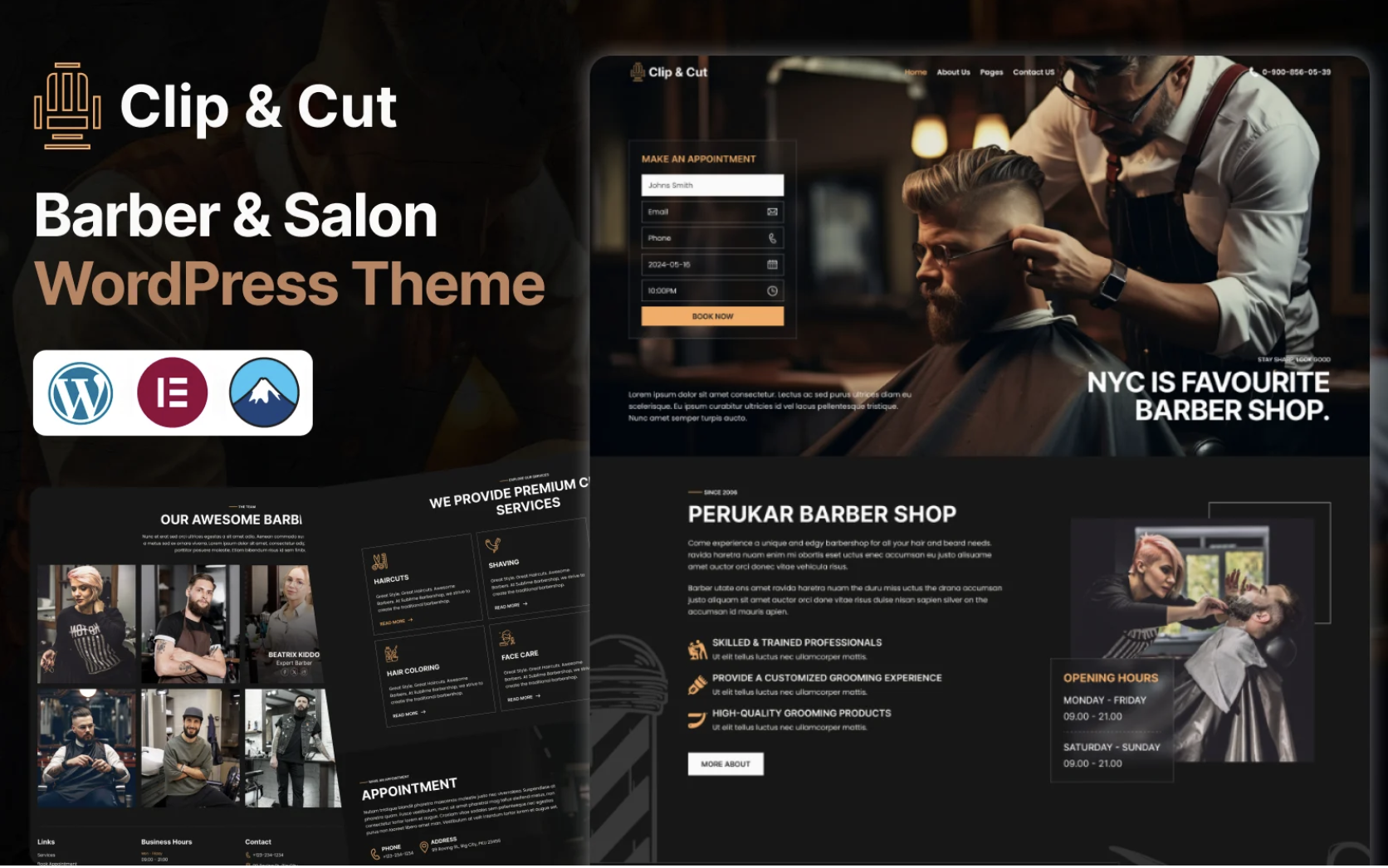 Clip & Cut – Barber Shop & Hair Salon Elementor WordPress Theme