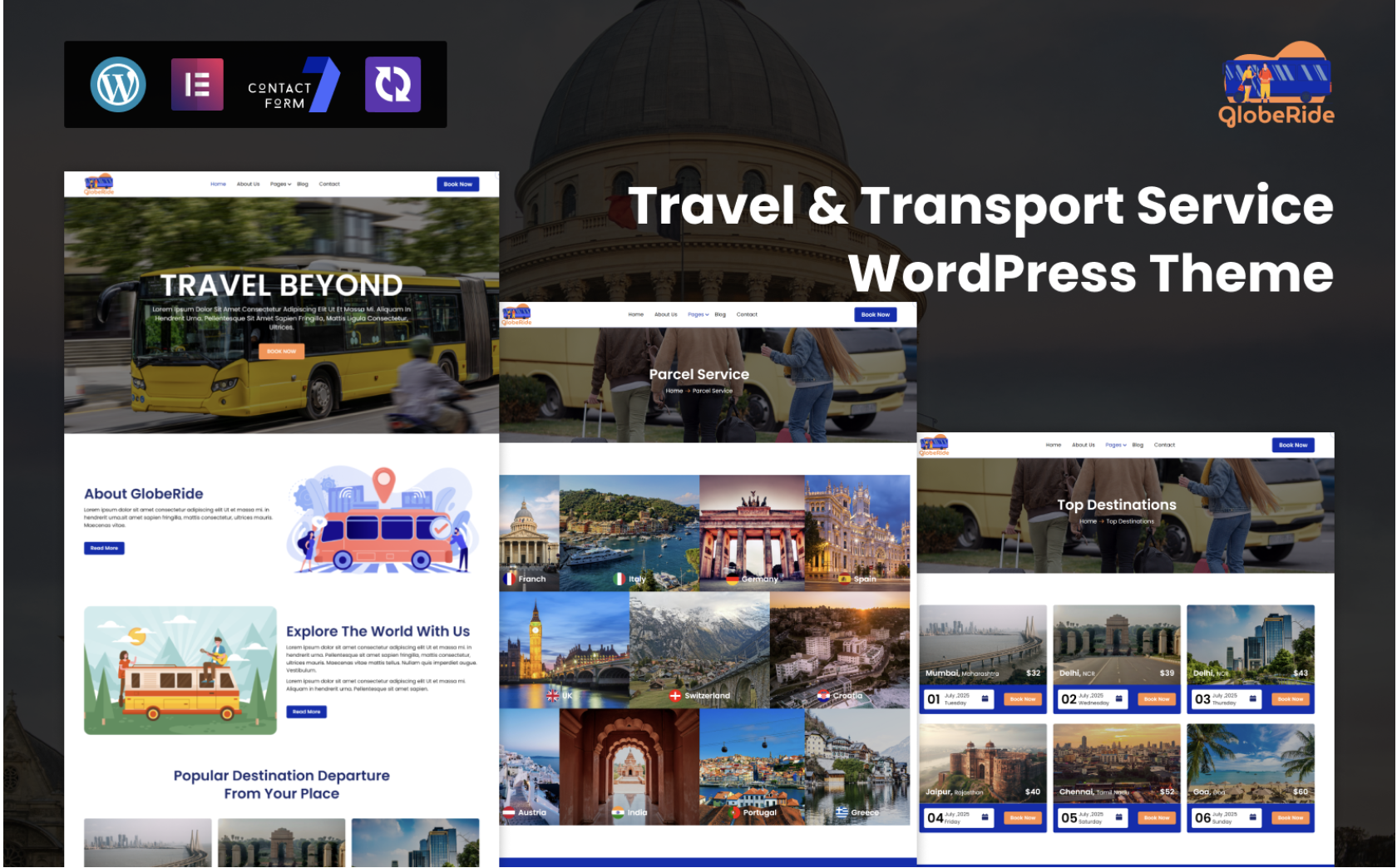 GlobeRide – Travel & Transport Service WordPress Theme