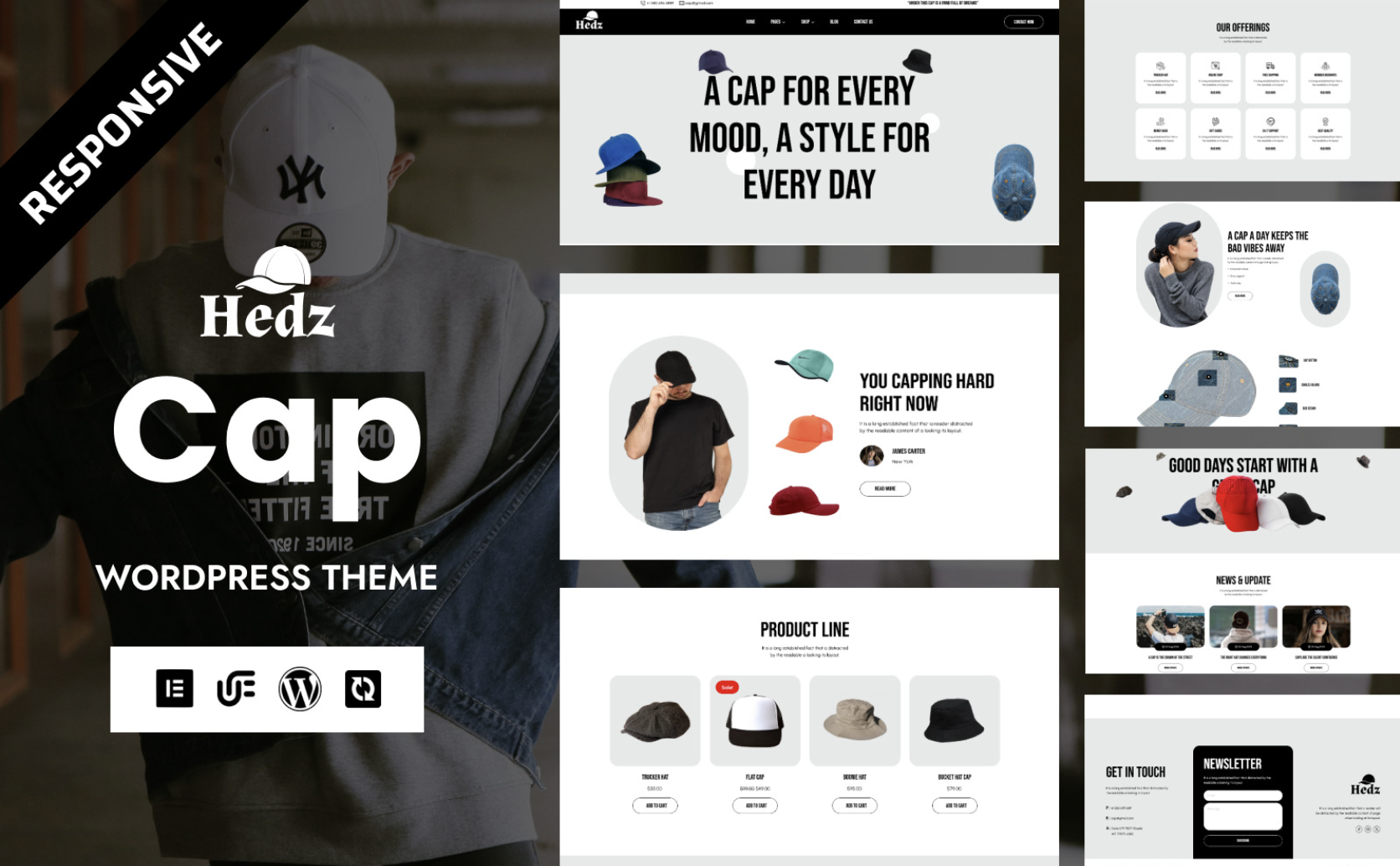 Hedz - Fancy Hat Store WordPress WooCommerce Elementor Theme