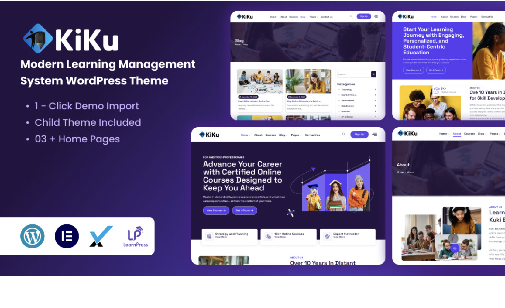 KiKuLMS – Modern Learning Management System WordPress Theme