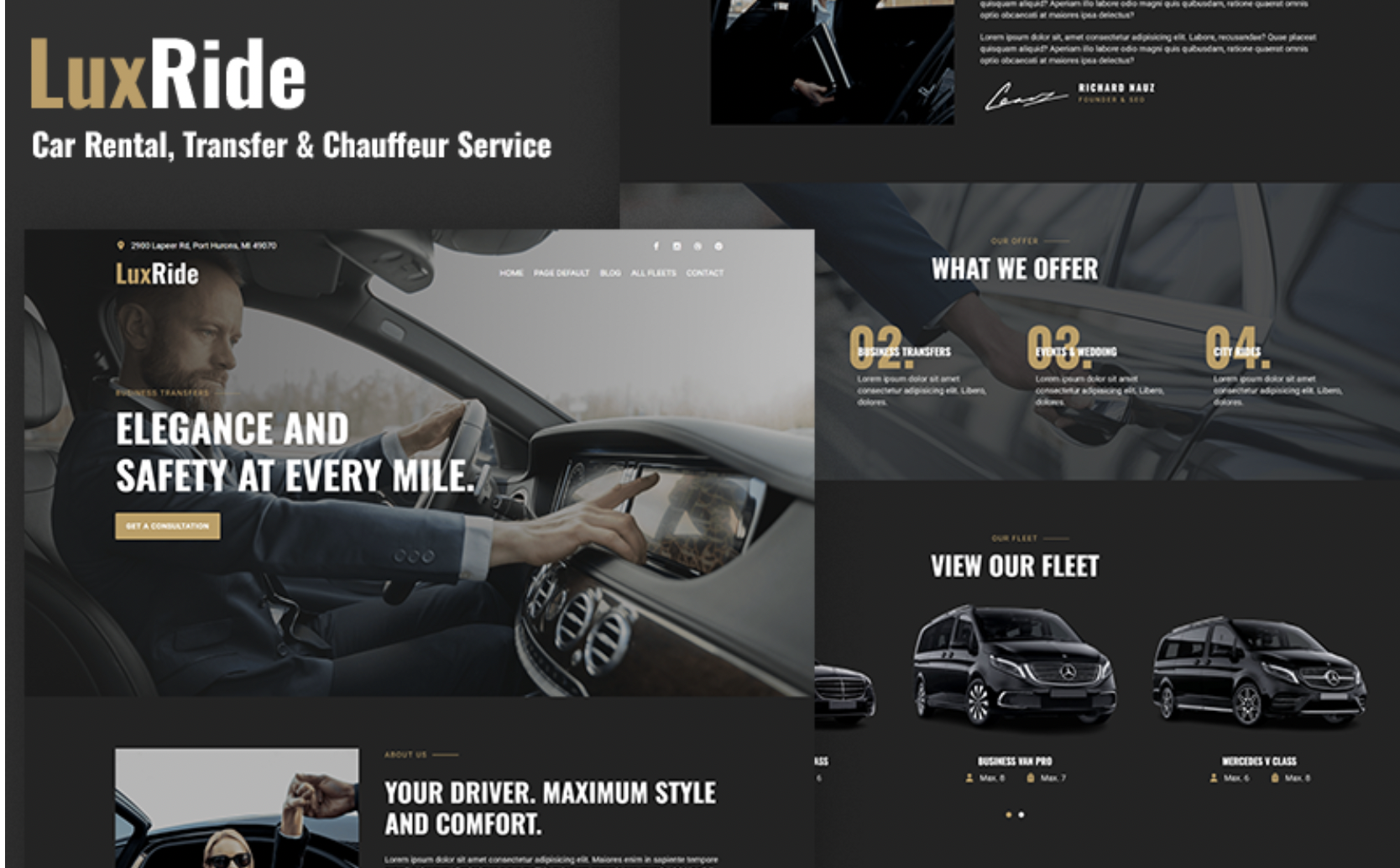 LuxRide – Car Rental, Transfer & Chauffeur Service WordPress Theme