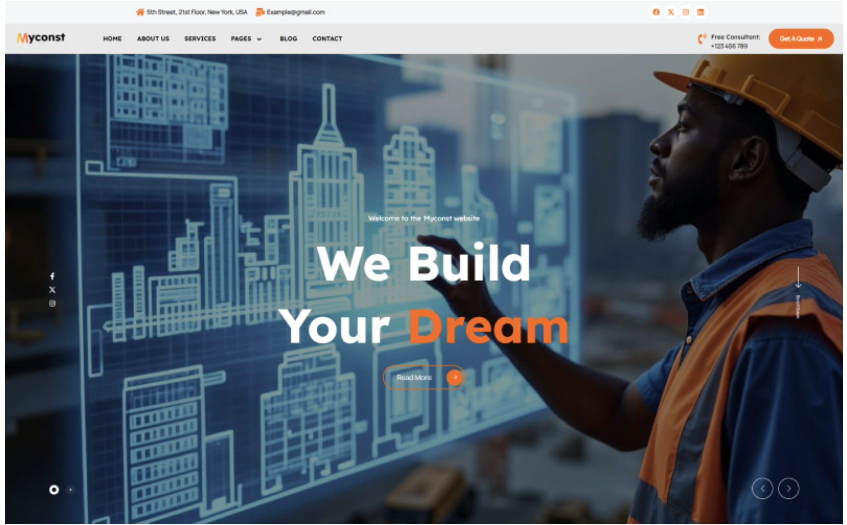 Myconst - Construction WordPress Theme
