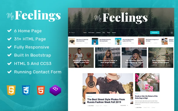 myFeeling : Personal Blog Website Template — Template by Templatemonster
