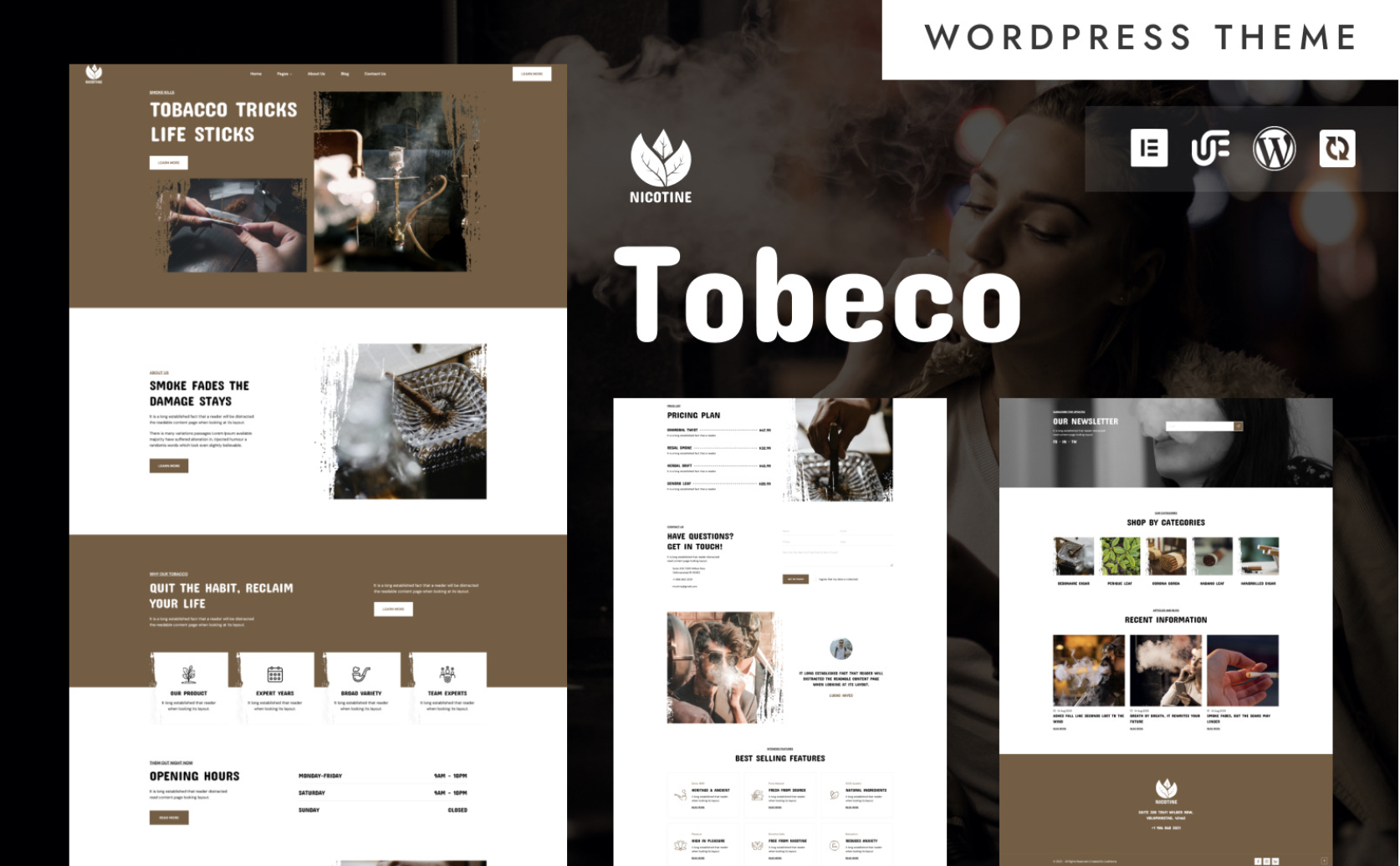 Nicotine - Tobacco, Cannabis And Smoking WordPress Elementor Theme