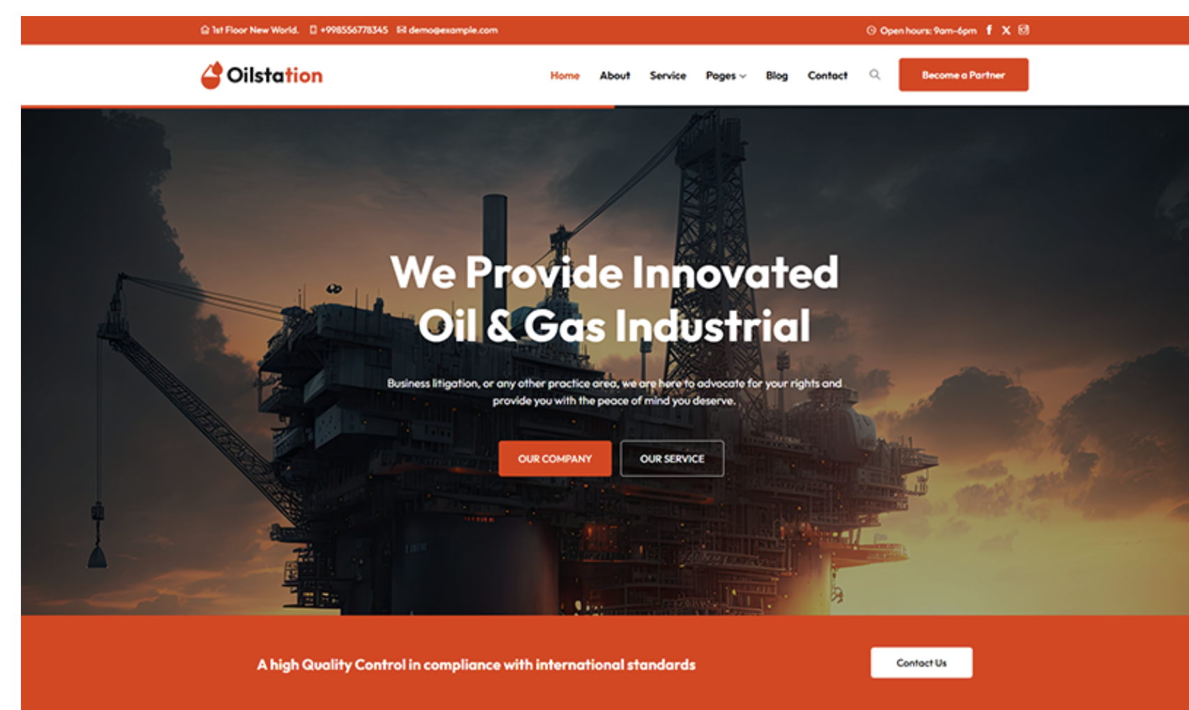 Oilstation - Oil & Gas Station WordPress Theme