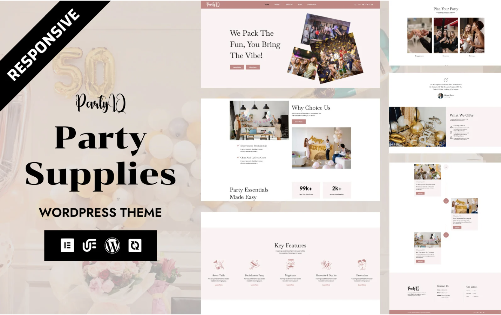 PartyiQ - Event Making Holiday Party Website WordPress Elementor Theme