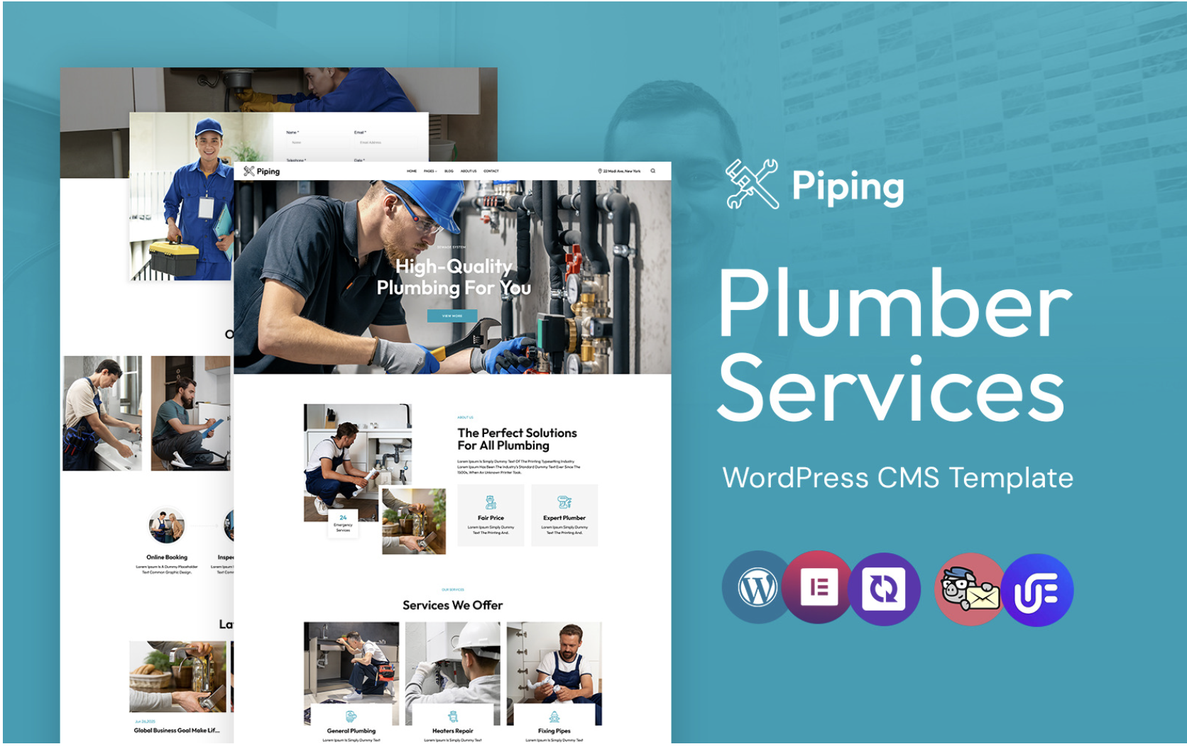 piping - Plumber and Handyman Services WordPress Elementor Theme