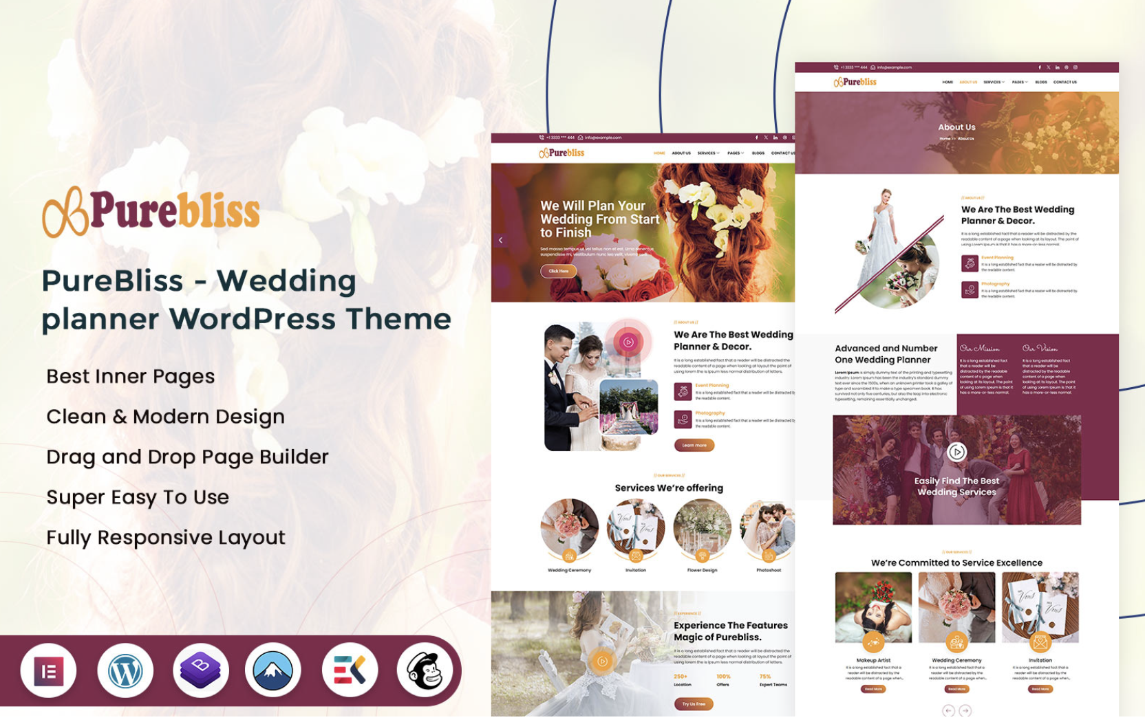 PureBliss - Wedding planner WordPress Theme
