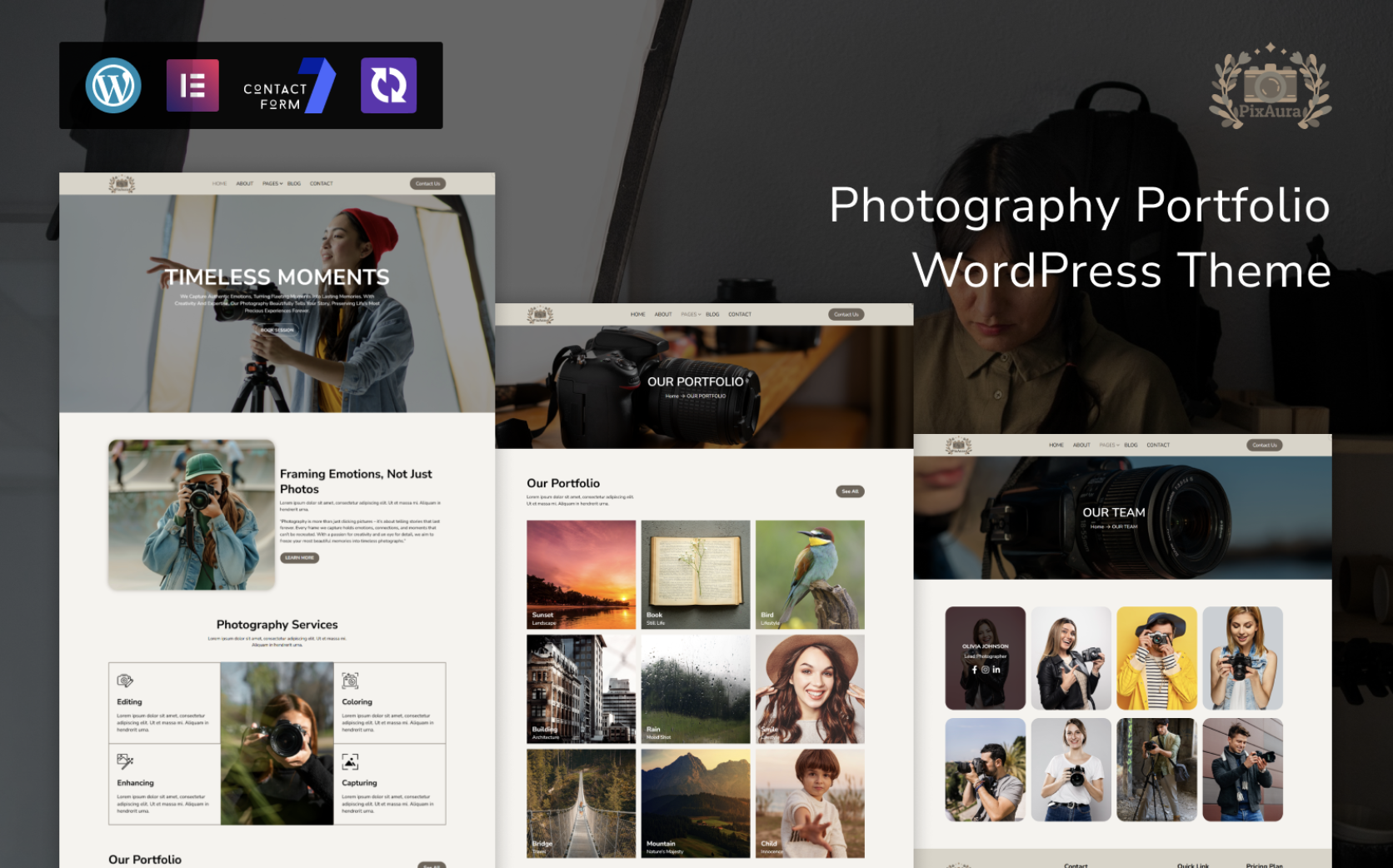PixAura – Photography Portfolio WordPress Theme