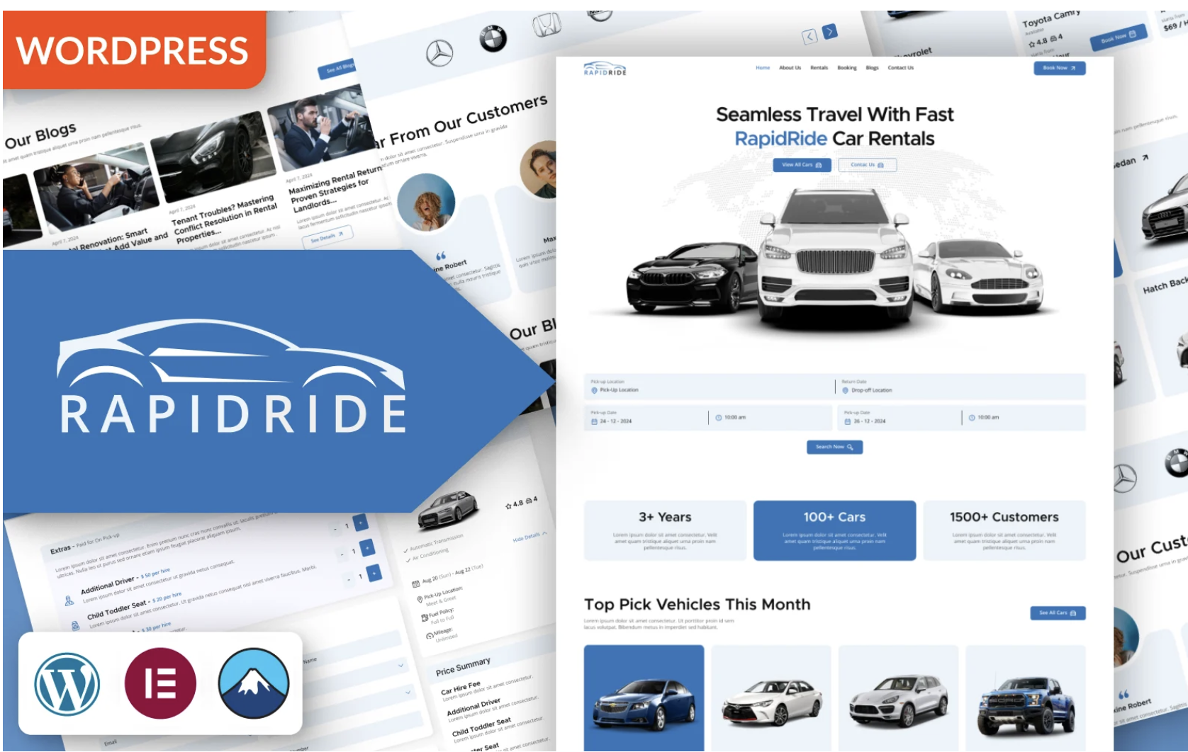 Rapid Ride – Booking & Rental Modern Elementor WordPress Theme