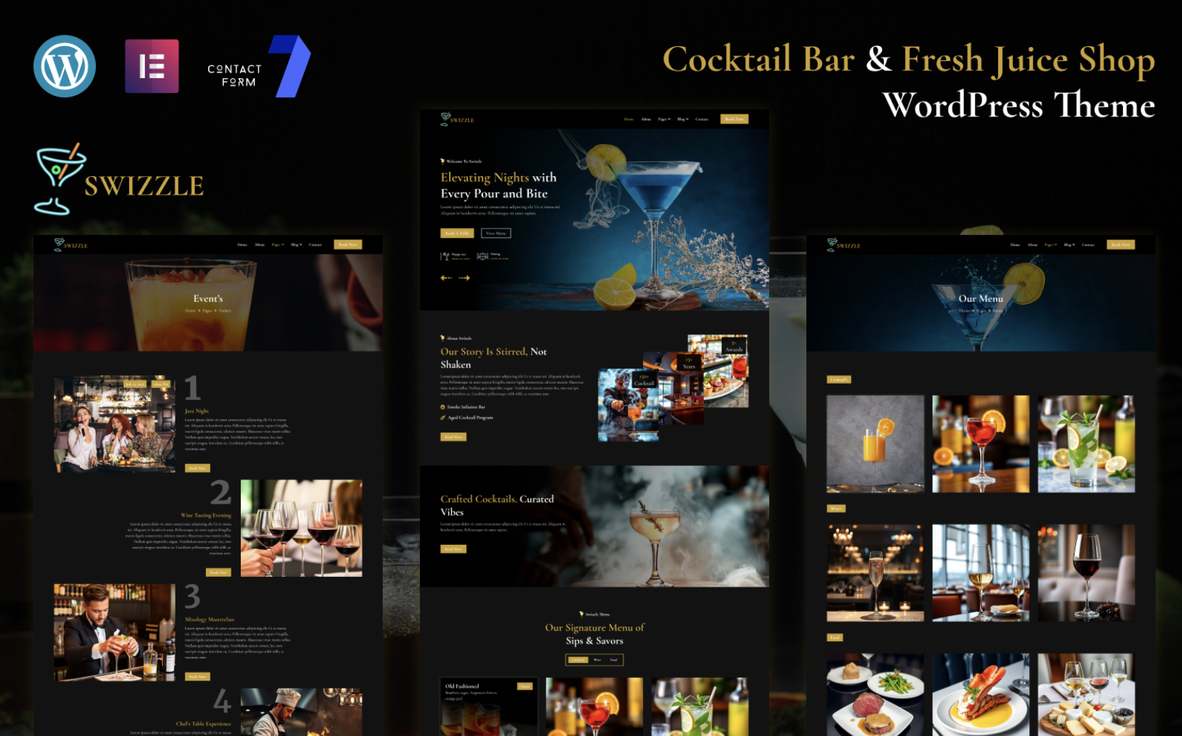 Swizzle-Cocktail Bar & Fresh Juice Shop WordPress Elementor Theme