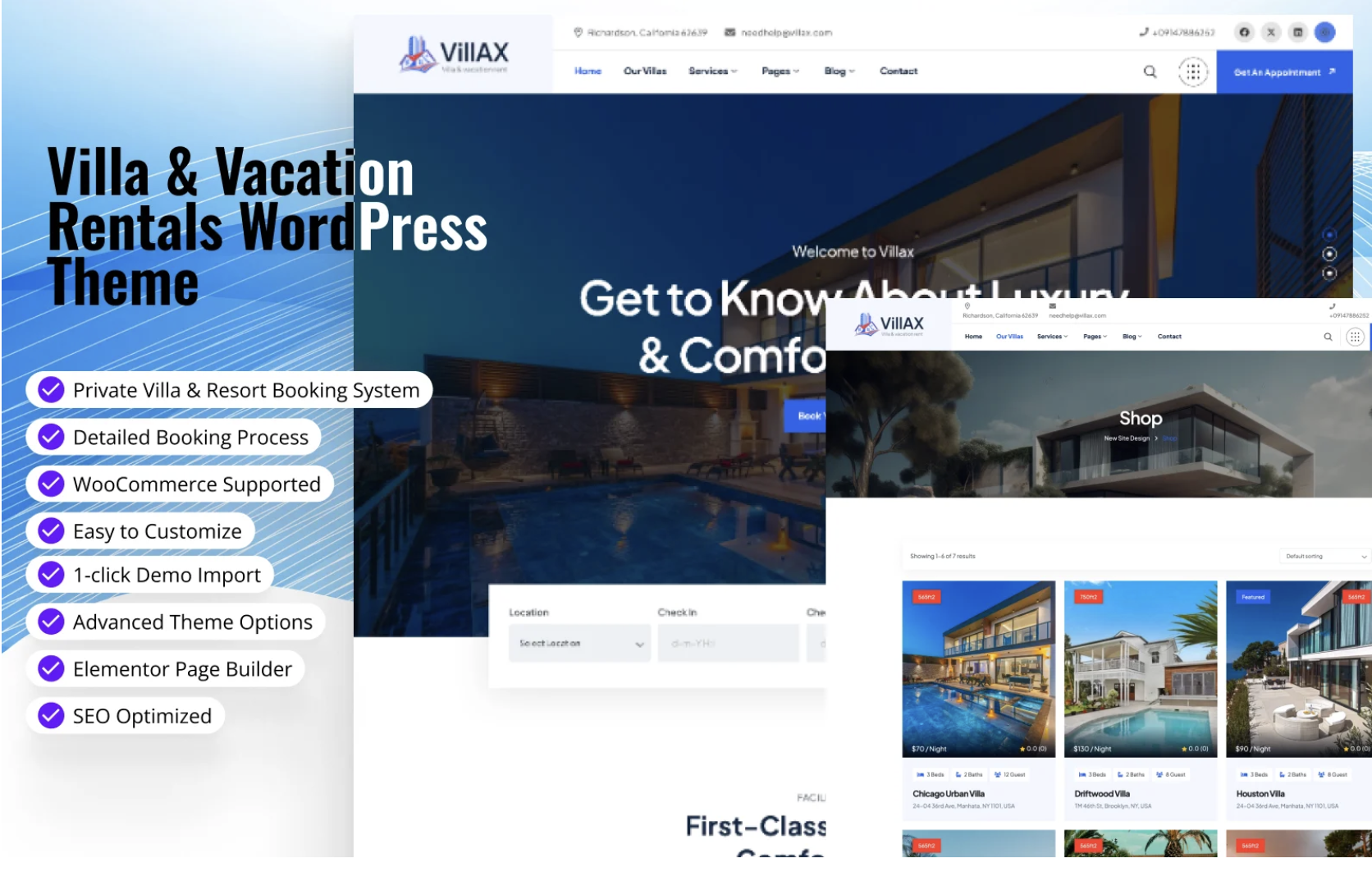 Villax - Luxury Villa, Resort, Hotel, Vacation Rentals & Holiday Booking WordPress Theme