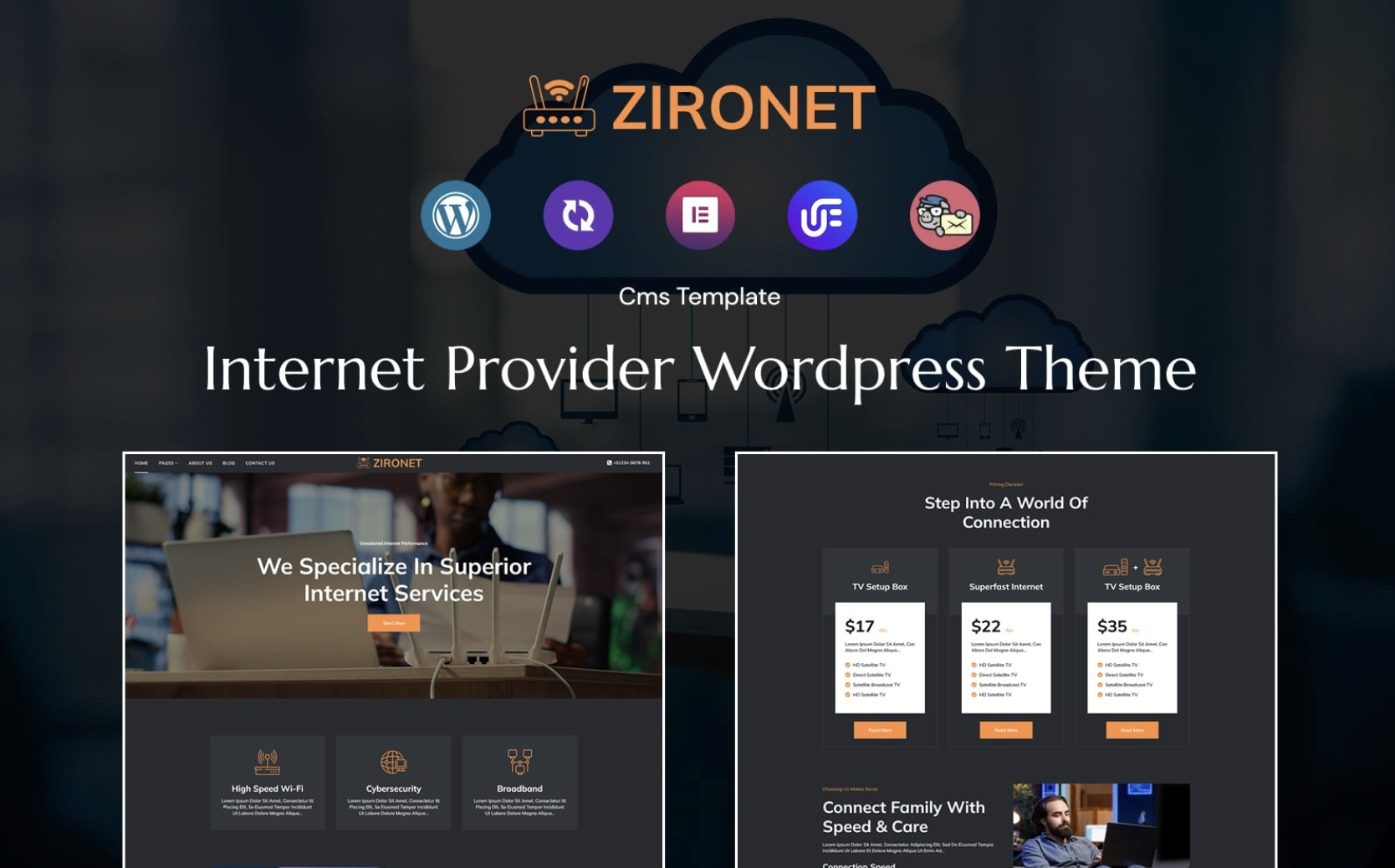Zironet - Internet Service Provider WordPress theme