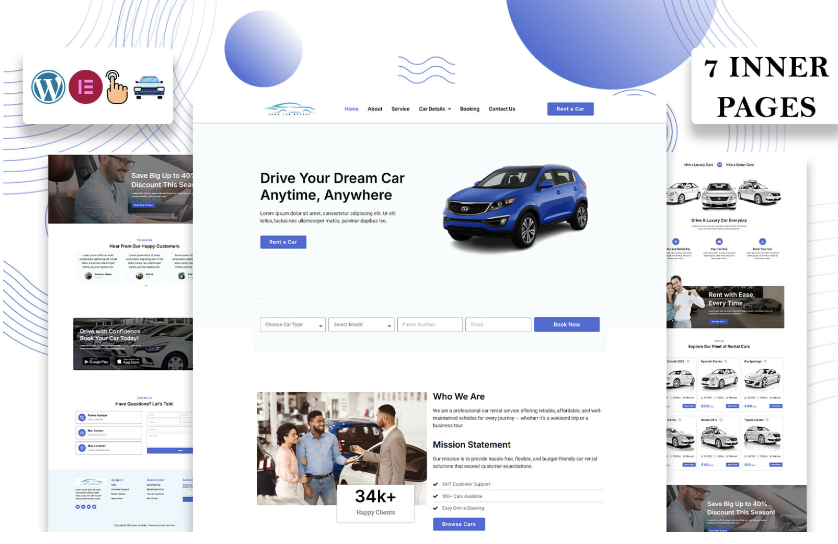 Zoom - Car Rental Elementor WordPress Theme
