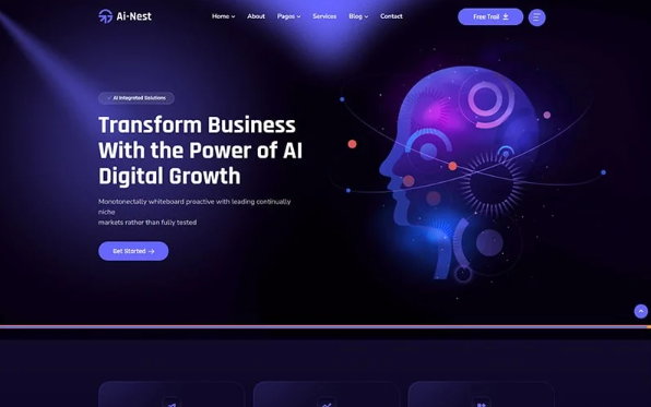 AInes – AI Agency & AI Chatbot Technology HTML5 Website Template — Template by Templatemonster
