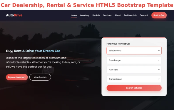 Car Dealership & Rental and Servicing Website HTML5 Bootstrap Template — Template by Templatemonster