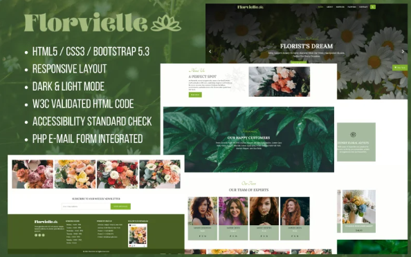 Florvielle – Elegant Florist and Flower Shop Multipage HTML Template — Template by Templatemonster