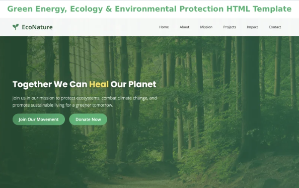 Green Energy, Ecology & Environmental Protection HTML Template