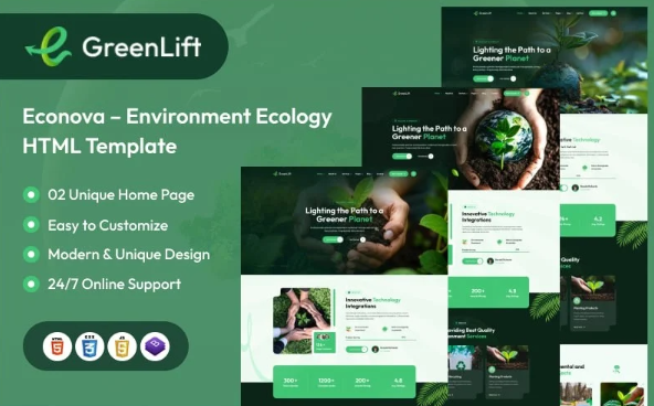 GreenLift – Sustainable Environment & Eco Service HTML Template