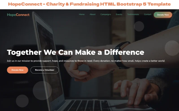 HopeConnect – Nonprofit, Donation & Fundraising HTML Website Template