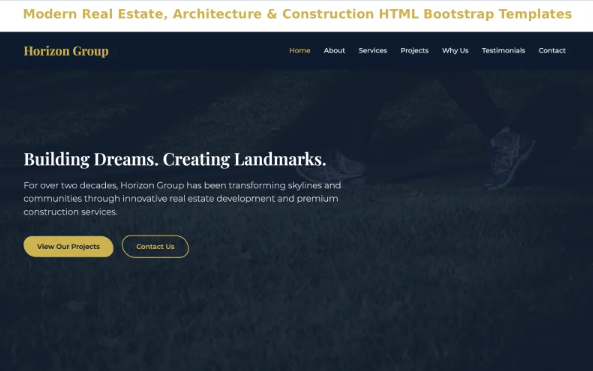 Modern Real Estate, Architecture & Construction HTML Bootstrap Template