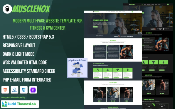 Muscle Nox – Powerful Gym and Fitness Multipage Website Template